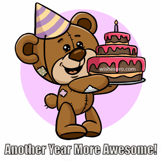 Birthday Wishes - Teddy Bear With Cake