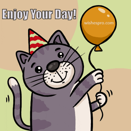 Birthday wishes - cat with balloon