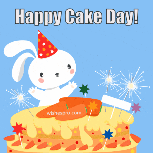 Birthday Wishes - Bunny With Cake And Fireworks