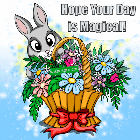 Birthday Wishes - Bunny with a Bouquet of Flowers