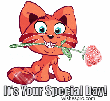 Birthday Wishes - Kitty with Flower