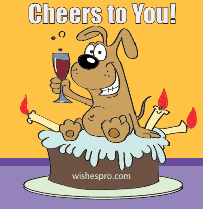 Birthday Wishes - Dog With Glass Of Wine